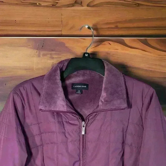 Lands End Womens full zip Quilted Fleece Lined Jacket Sz Small 6-8 Purple - Picture 2 of 3